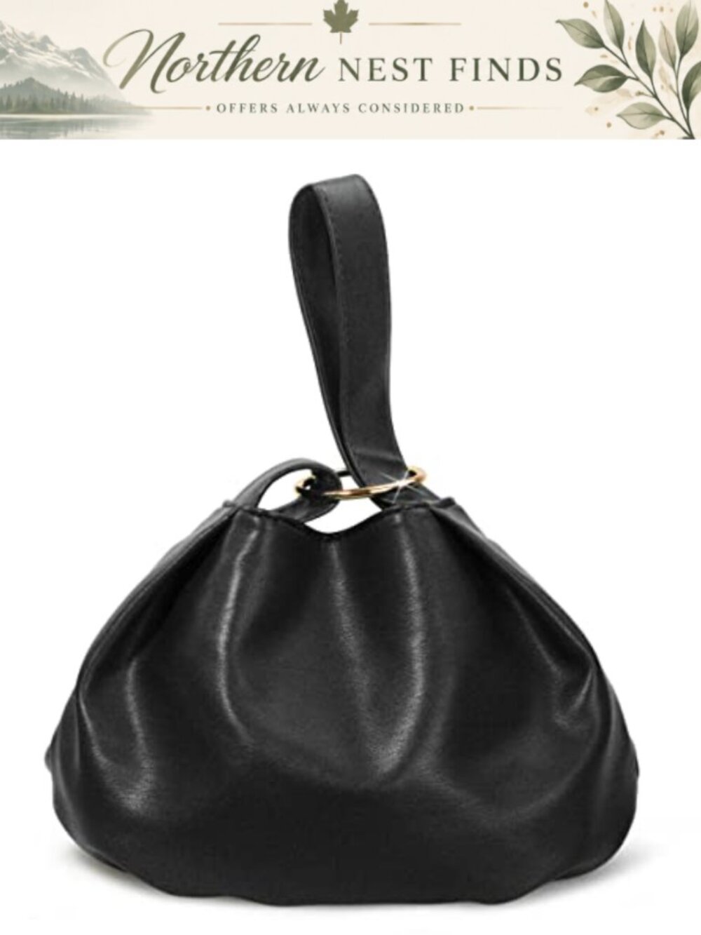 Women's Soft Vegan Leather Hobo Top Handle Bag Small Tote Clutch Wristlet